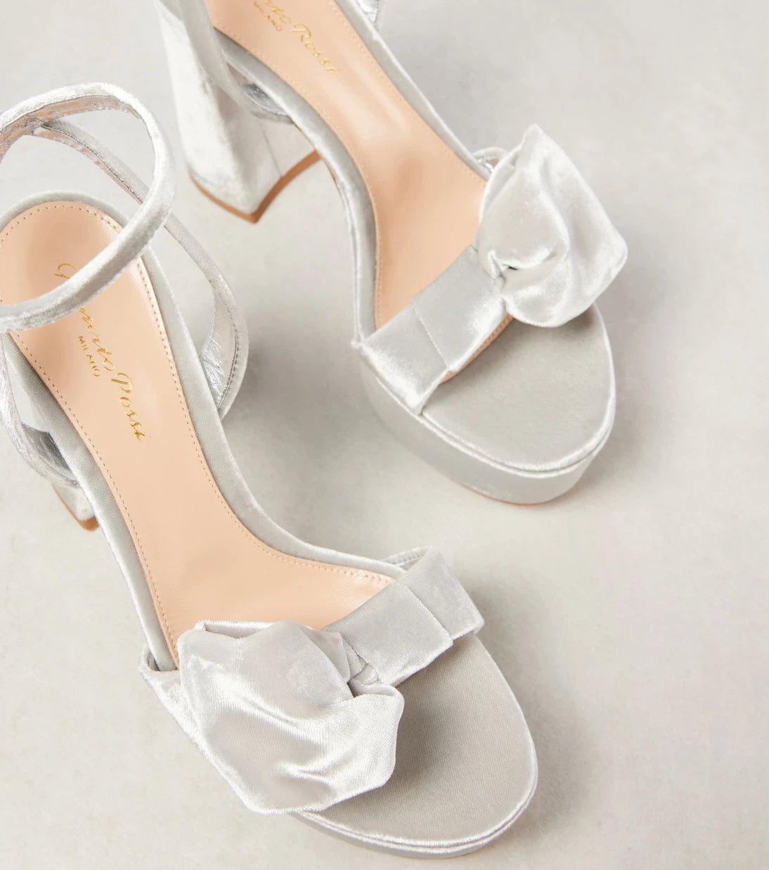 Gianvito Rossi - 70 bow-detail velvet platform sandals