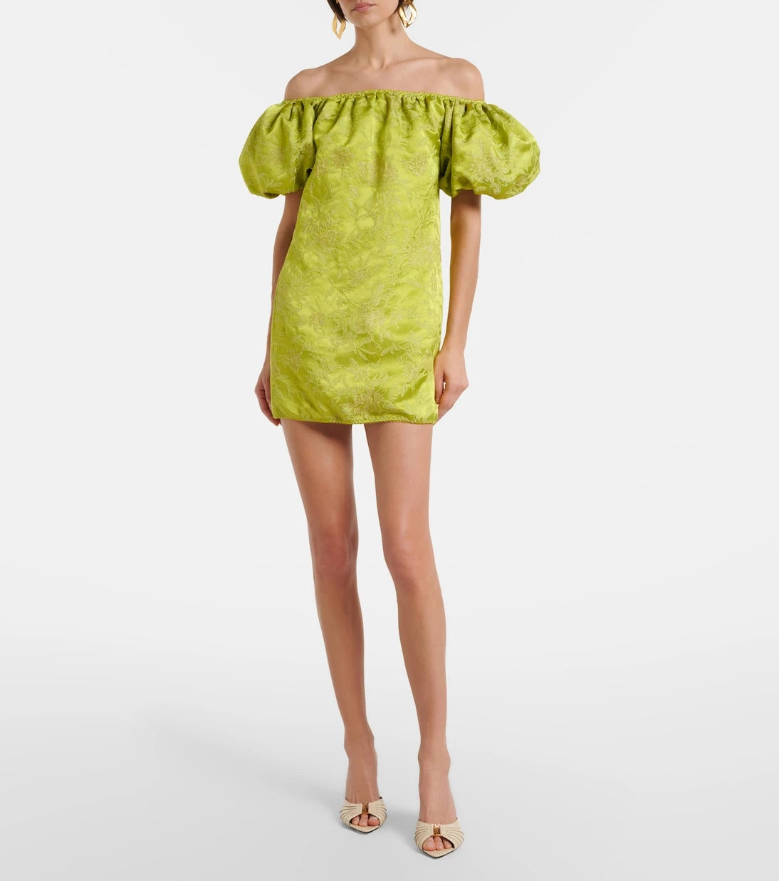 Saint Laurent - Embroidered duchess satin minidress