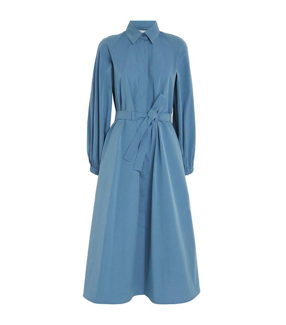 Max Mara Blue Cotton Taffeta Midi Dress