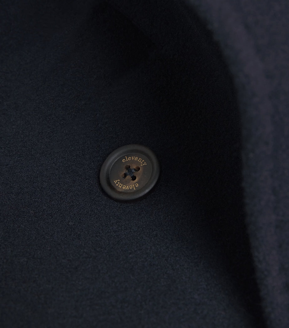 Blue Double-Breasted Overcoat