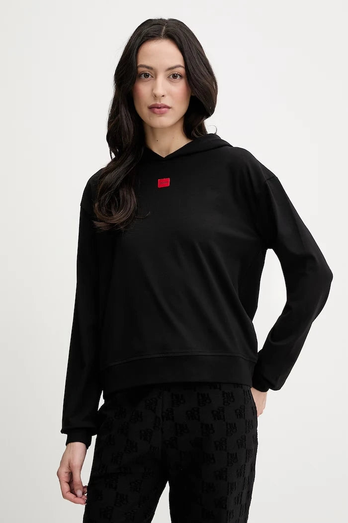 HUGO kadın kapüşonlu pamuklu sweatshirt SIGNATURE_HOODIE