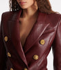 Balmain Brown Lambskin Double-Breasted Blazer
