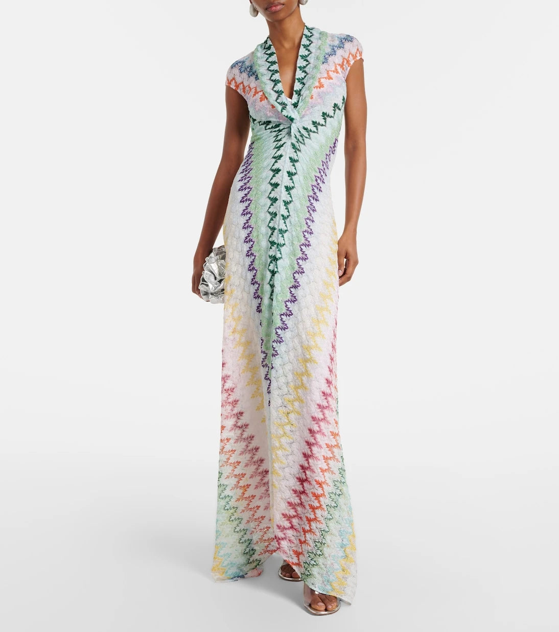 Missoni - فستان ماكسي لاميه بتصميم متعرج