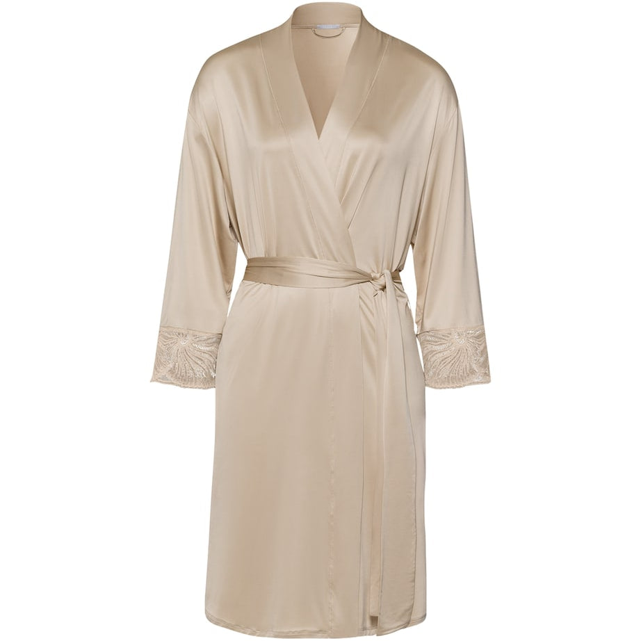 Hanro Satin Lace-Trim Lilith Robe