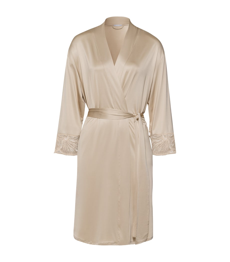Hanro Satin Lace-Trim Lilith Robe