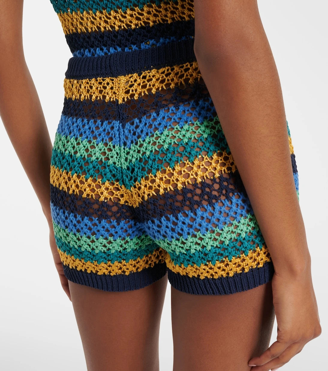 Etro - Crochet striped cotton-blend shorts