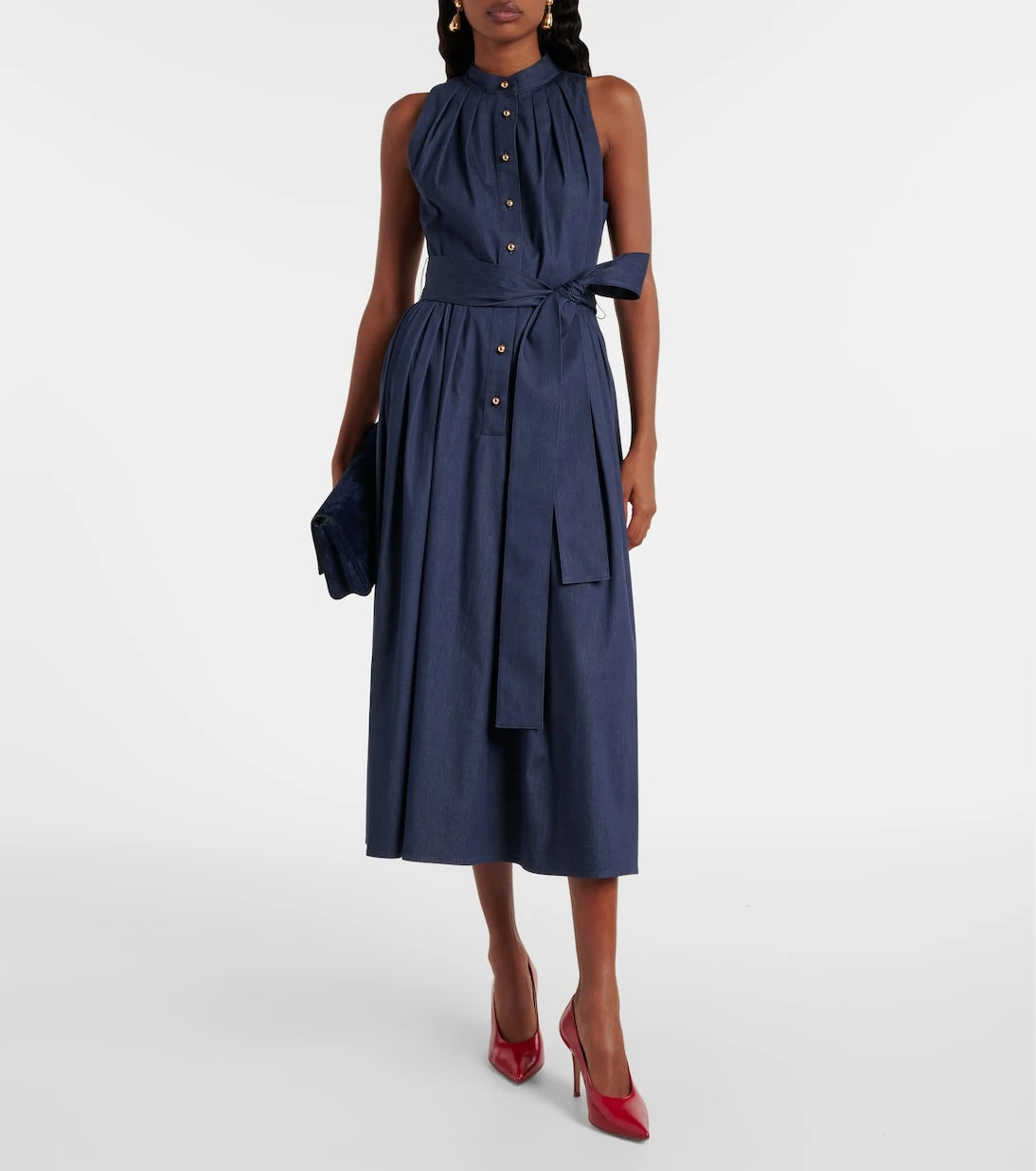 Carolina Herrera - Gathered cotton-blend midi dress
