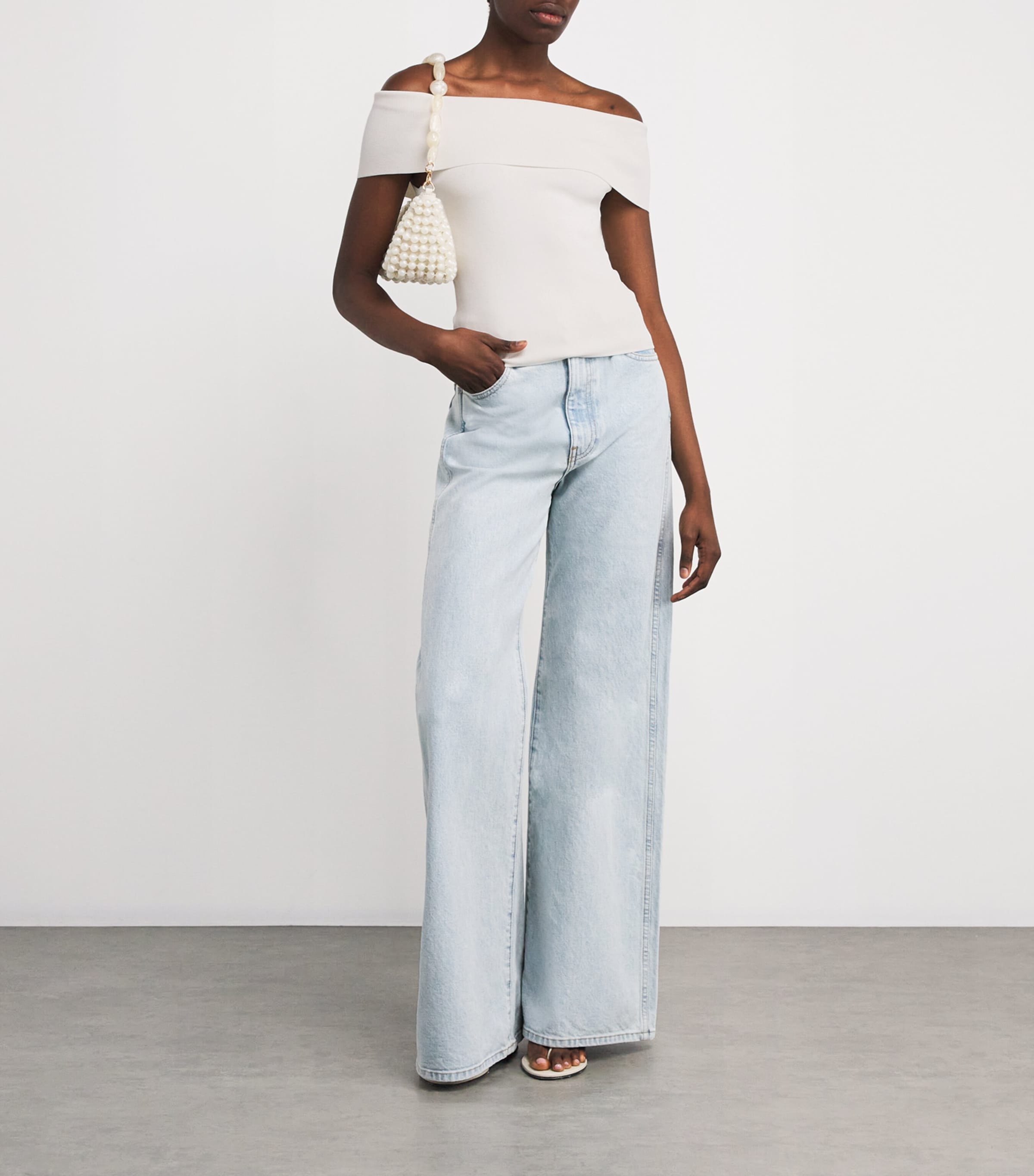 Maje White Knitted Off-The-Shoulder Top