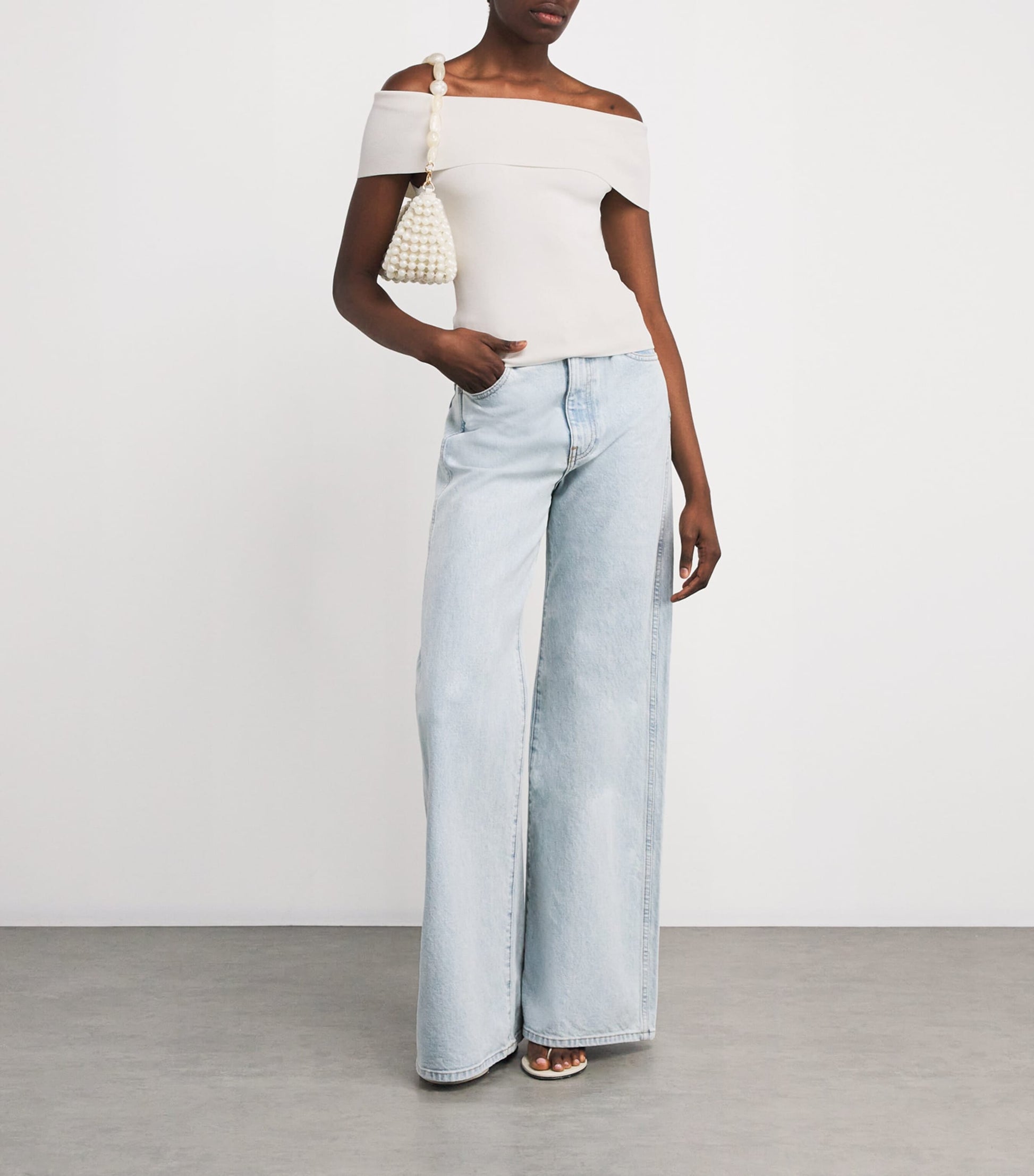 Maje White Knitted Off-The-Shoulder Top