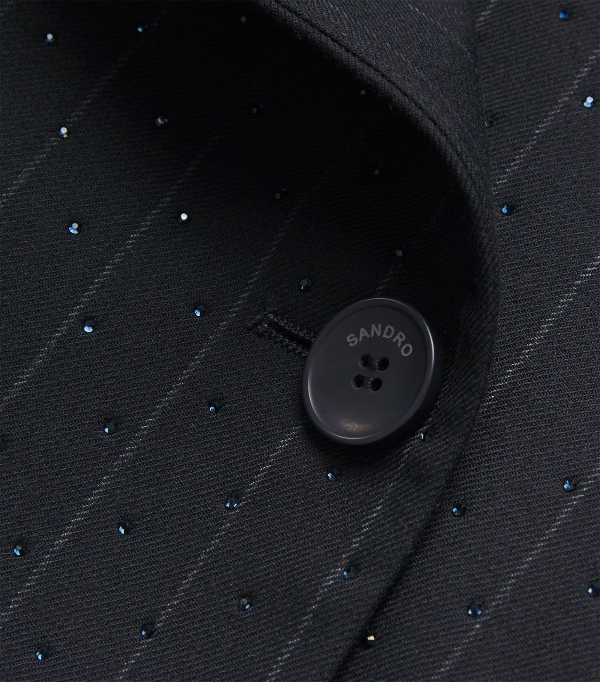 Blue Embellished Pinstripe Mini Dress