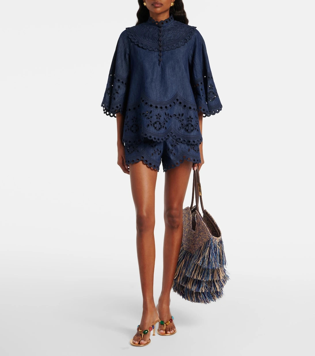 Zimmermann - Mahon broderie anglaise denim top