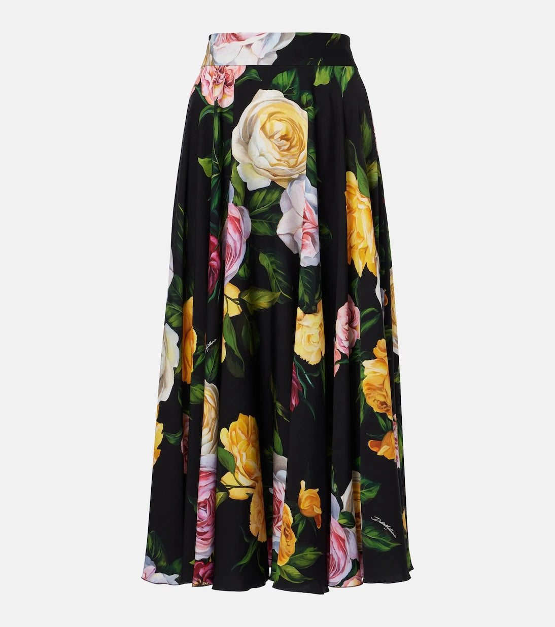 Dolce&Gabbana - Floral silk-blend charmeuse midi skirt