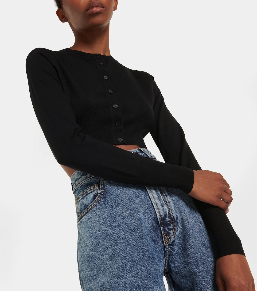 Alaïa - Cropped wool-blend cardigan