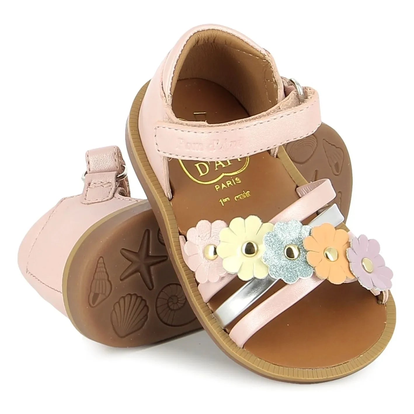 Pom d'Api - Poppy Multi Flo sandals | Powder pink