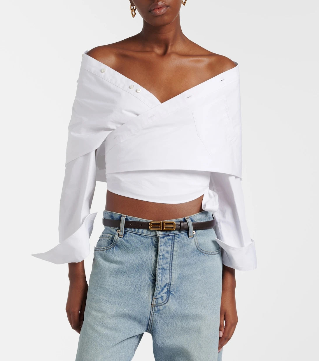 Balenciaga - Off-shoulder cotton top