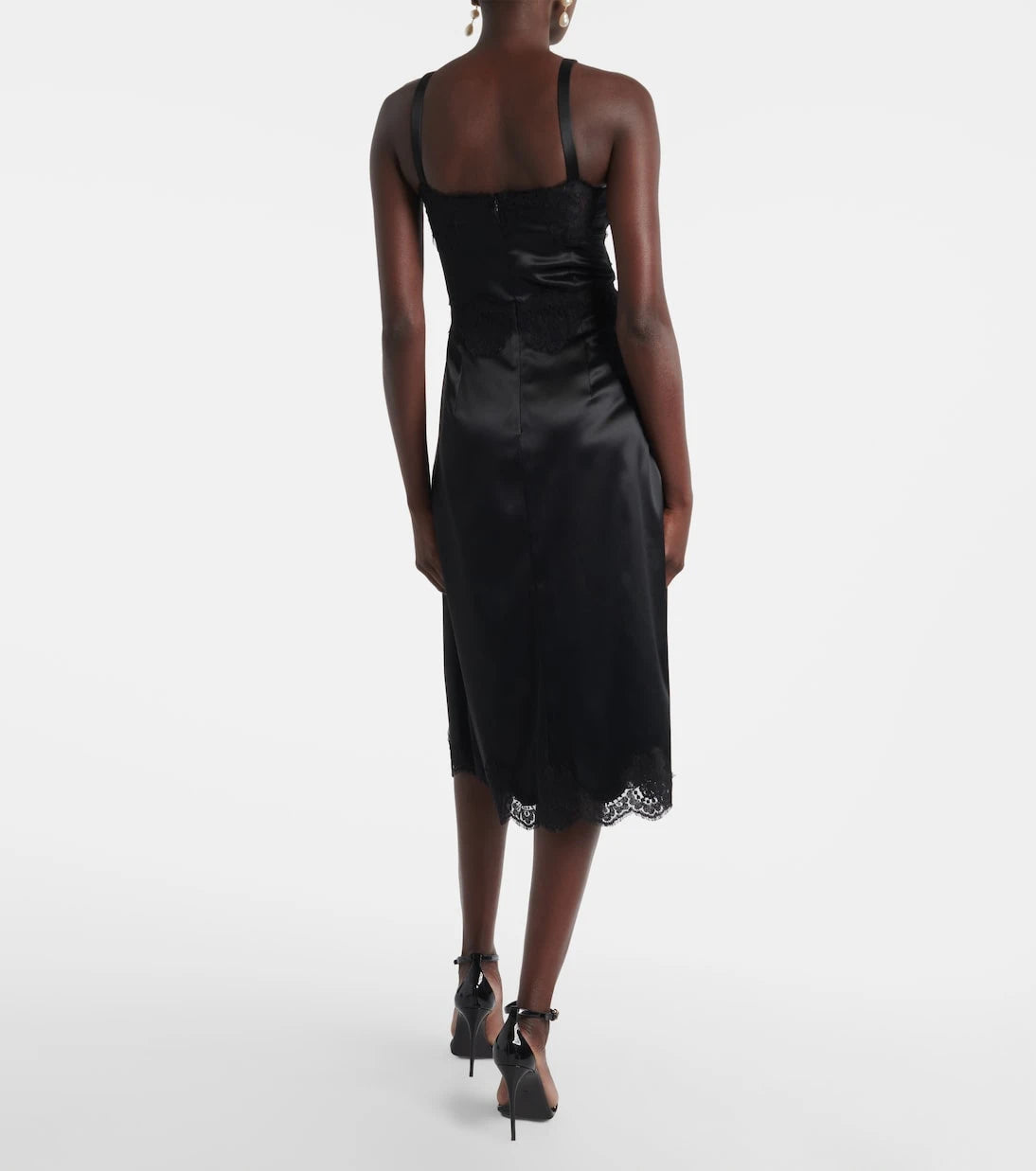 Dolce&Gabbana - Lace-trimmed satin slip dress