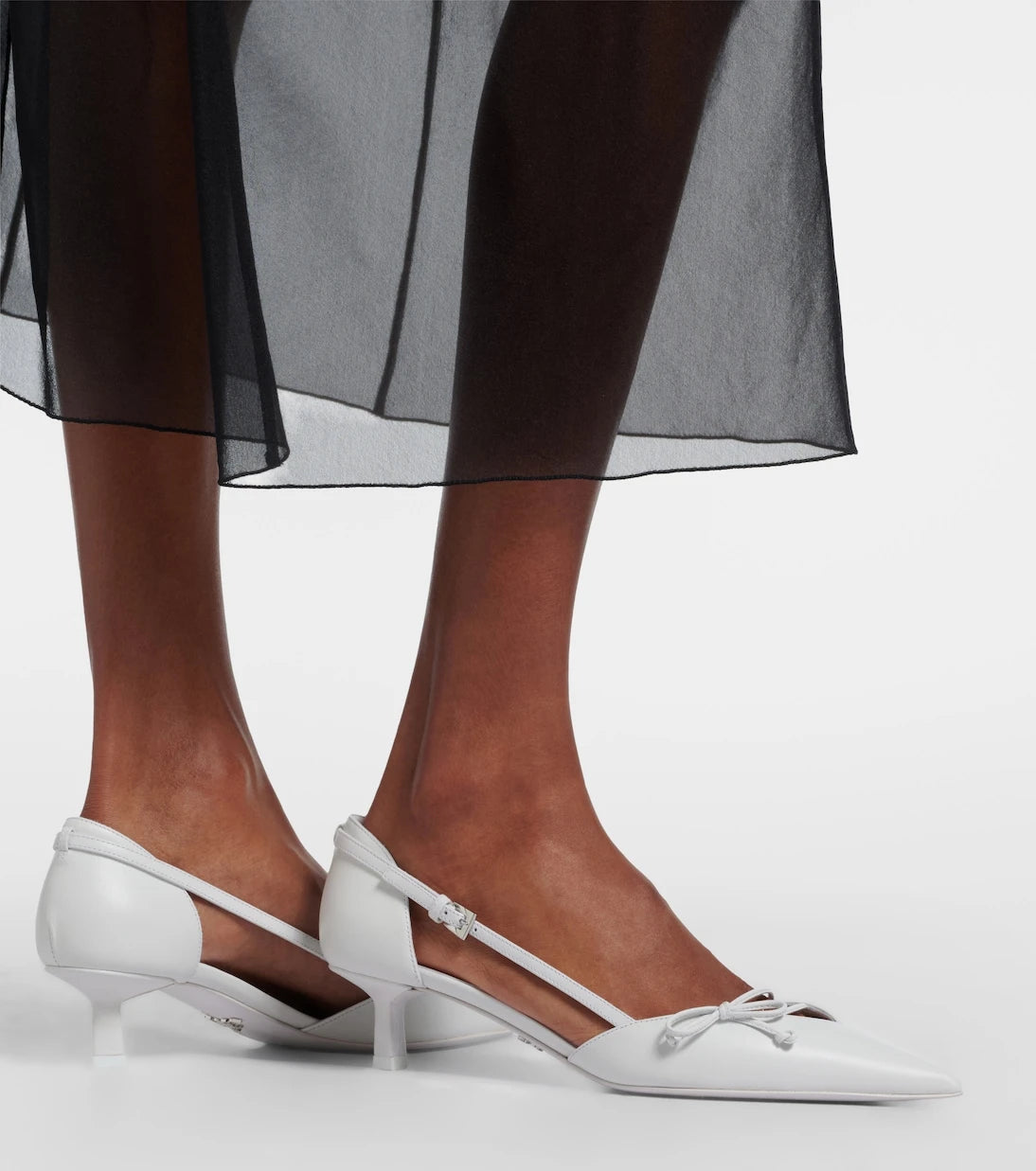 Prada - Bow-detail leather pumps