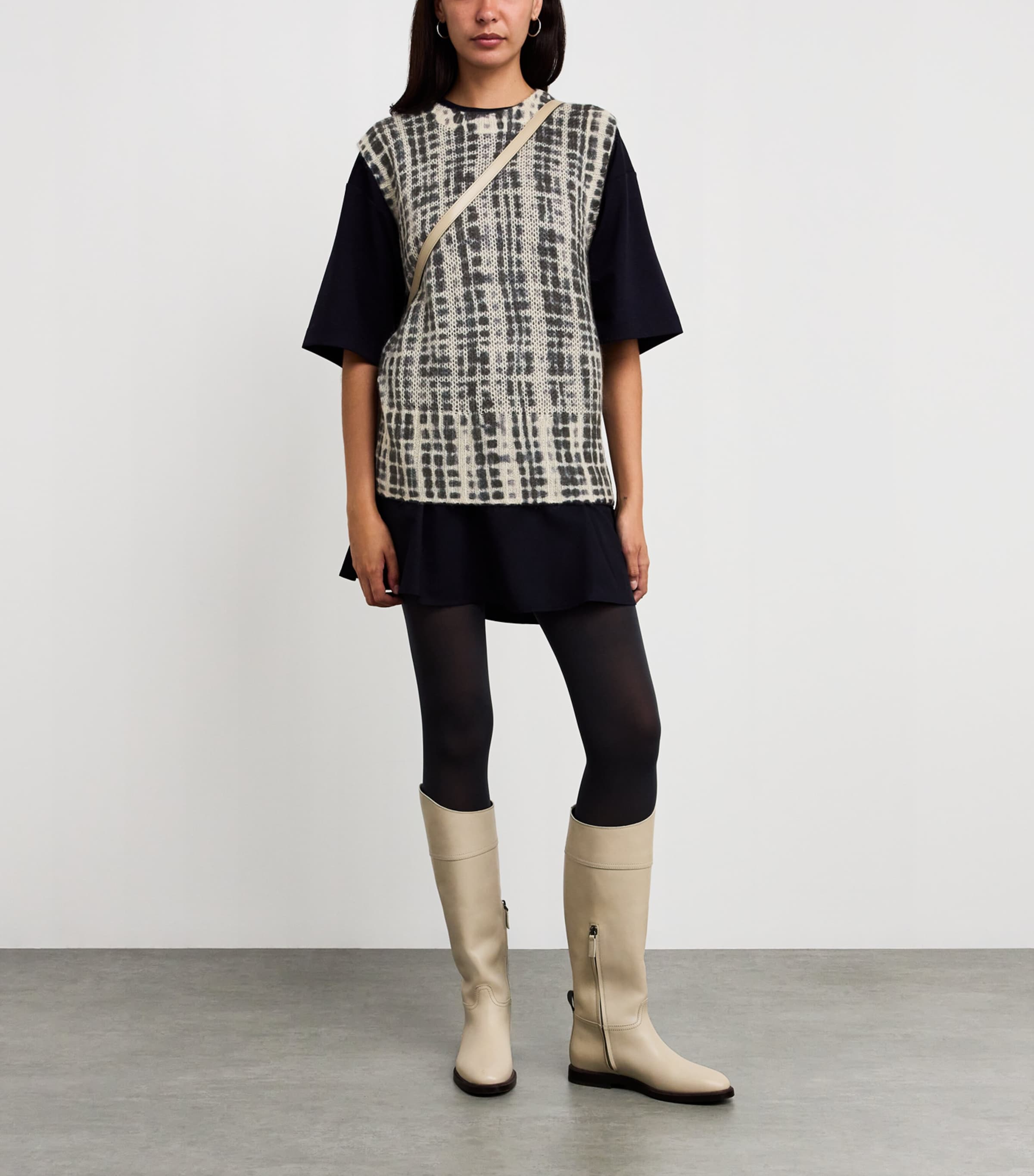 MAX&Co. White Check Knit Tank Top