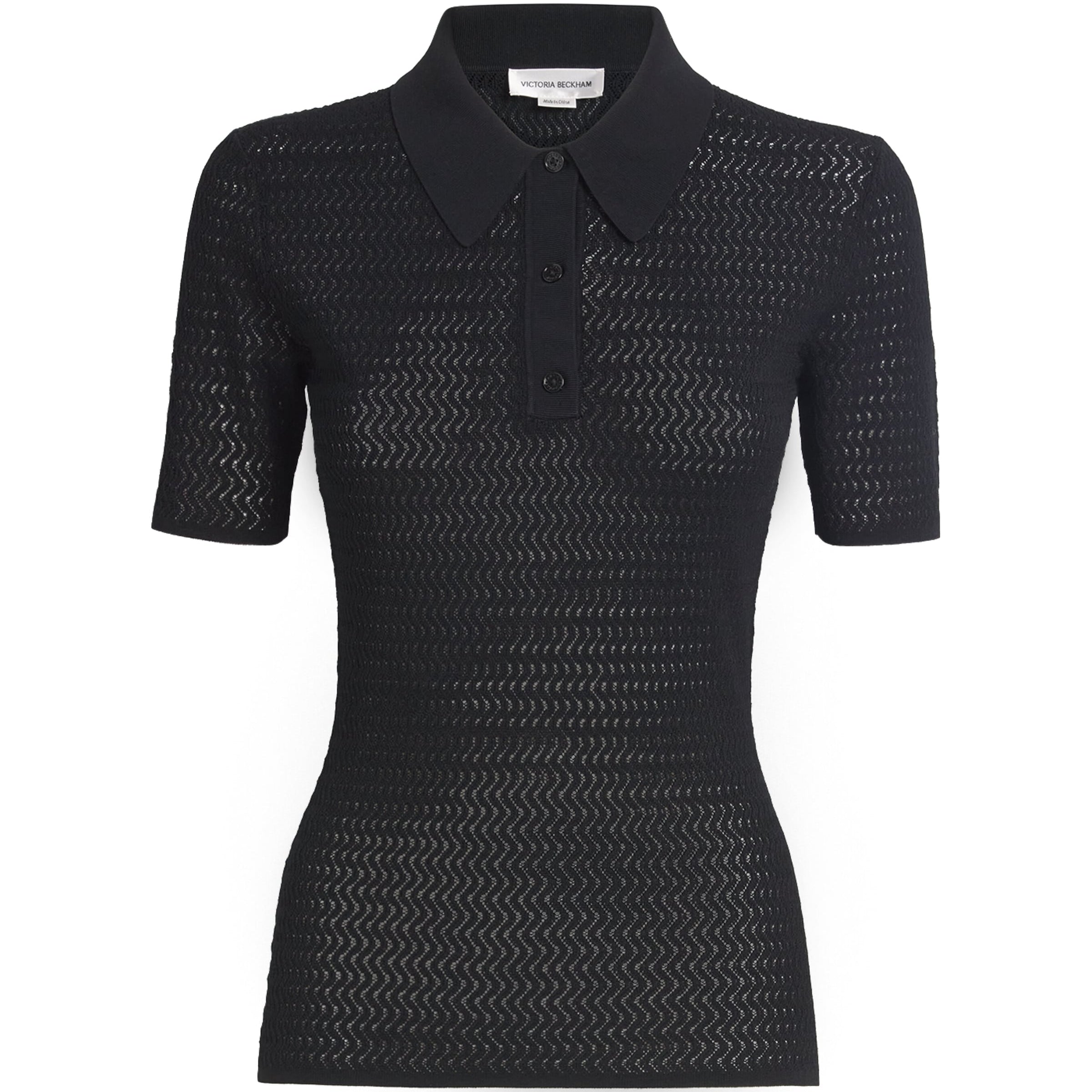 Victoria Beckham Black Knitted Polo Shirt