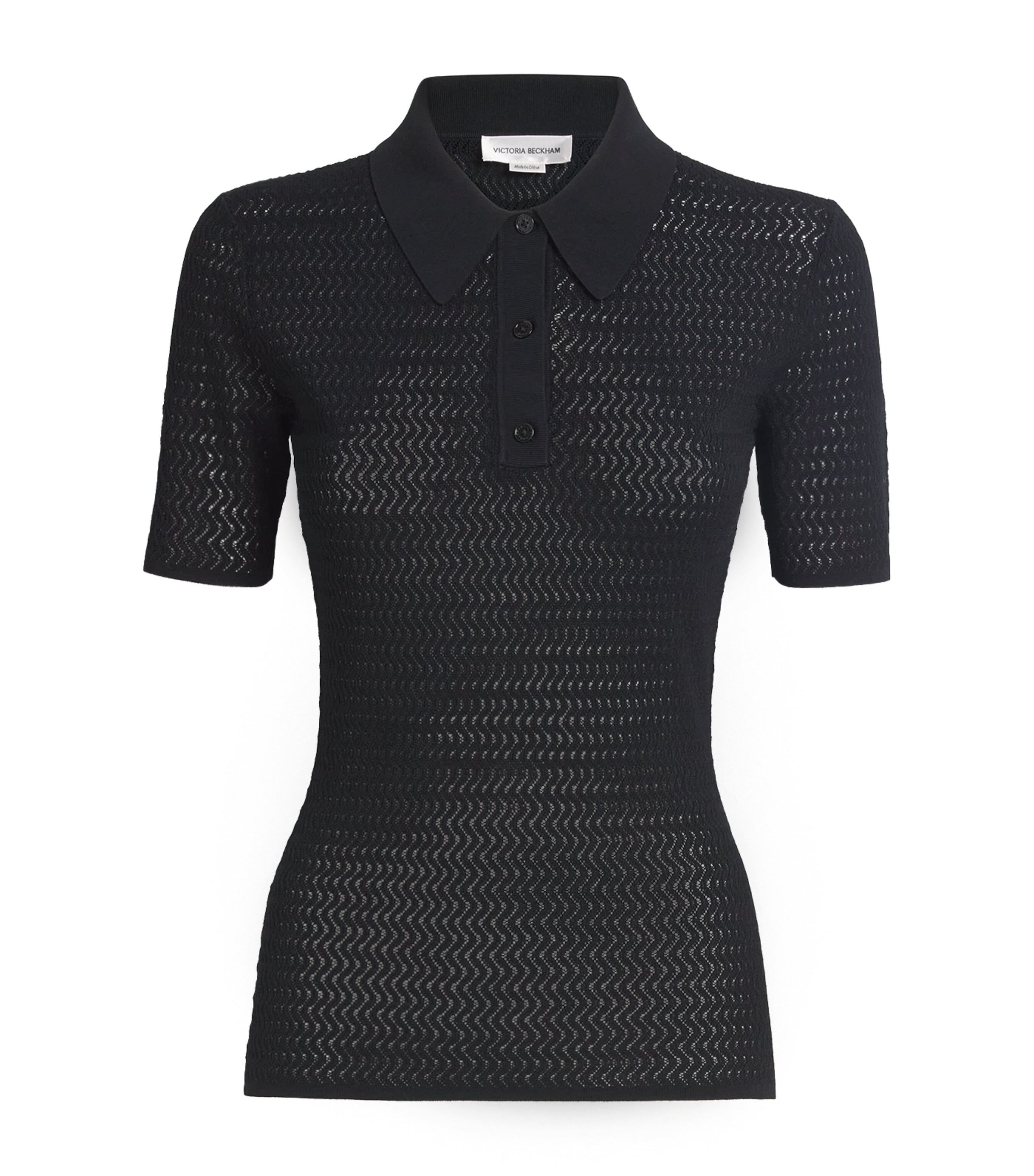Victoria Beckham Black Knitted Polo Shirt