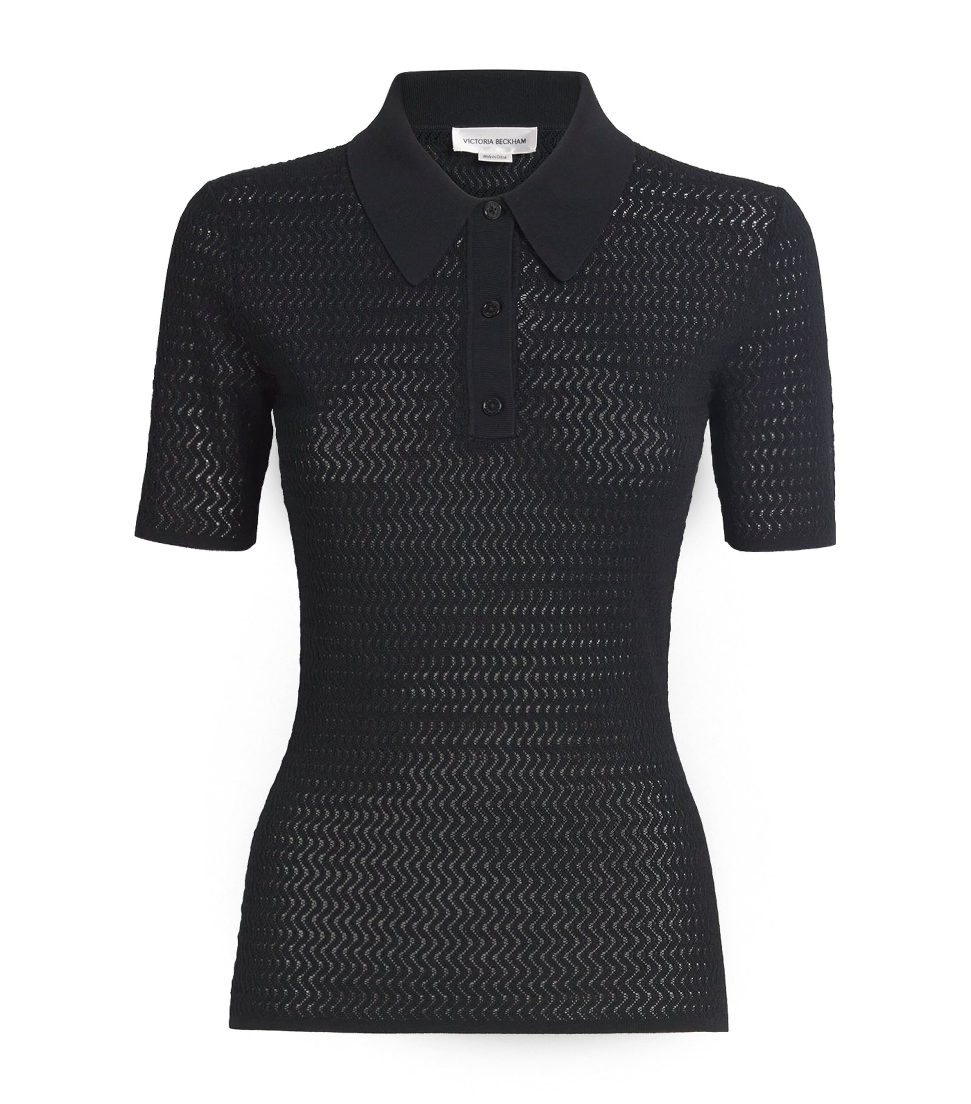Victoria Beckham Black Knitted Polo Shirt