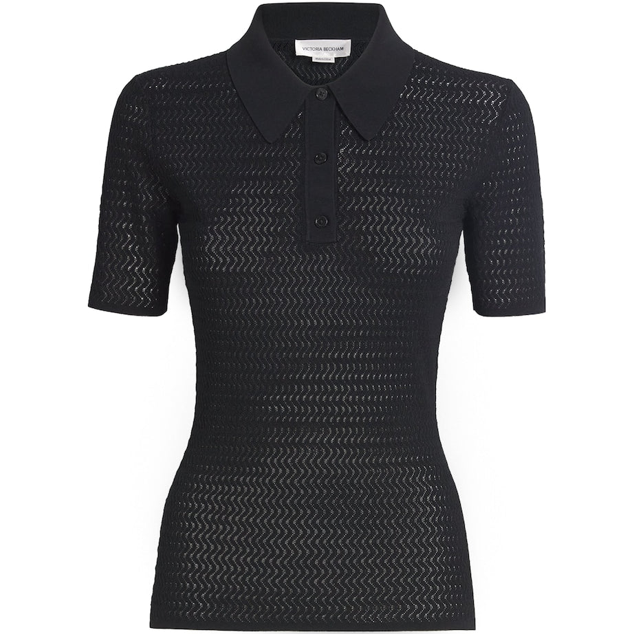 Black Knitted Polo Shirt