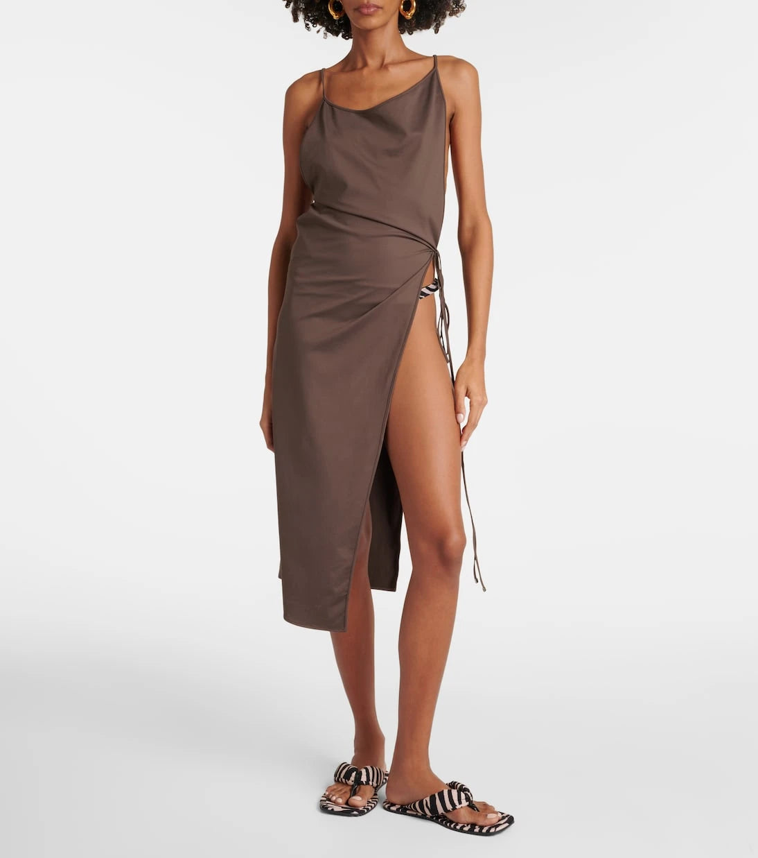 The Attico - Side-slit gathered midi dress