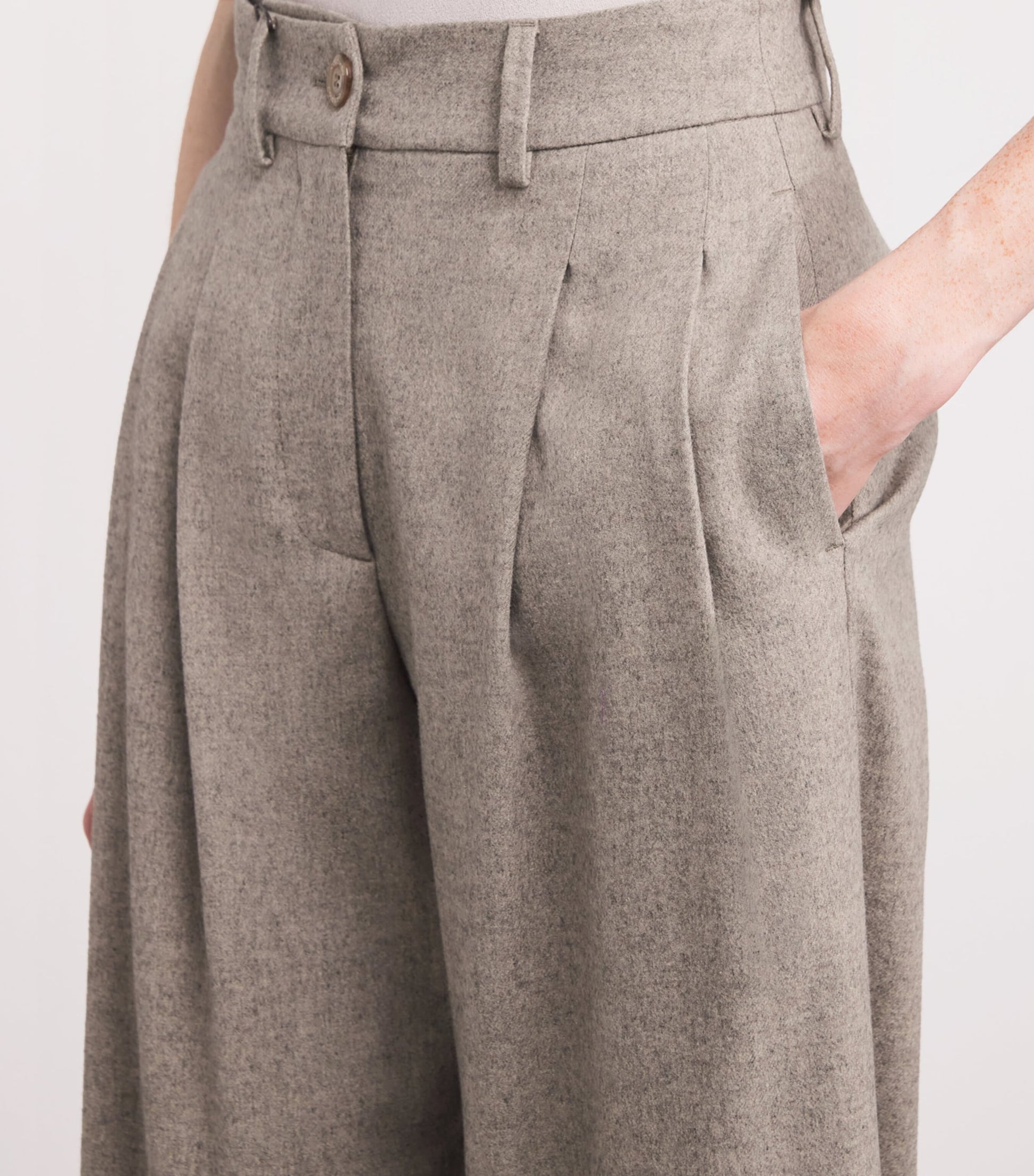 Kid Cashmere Pleated Wide-Leg Trousers