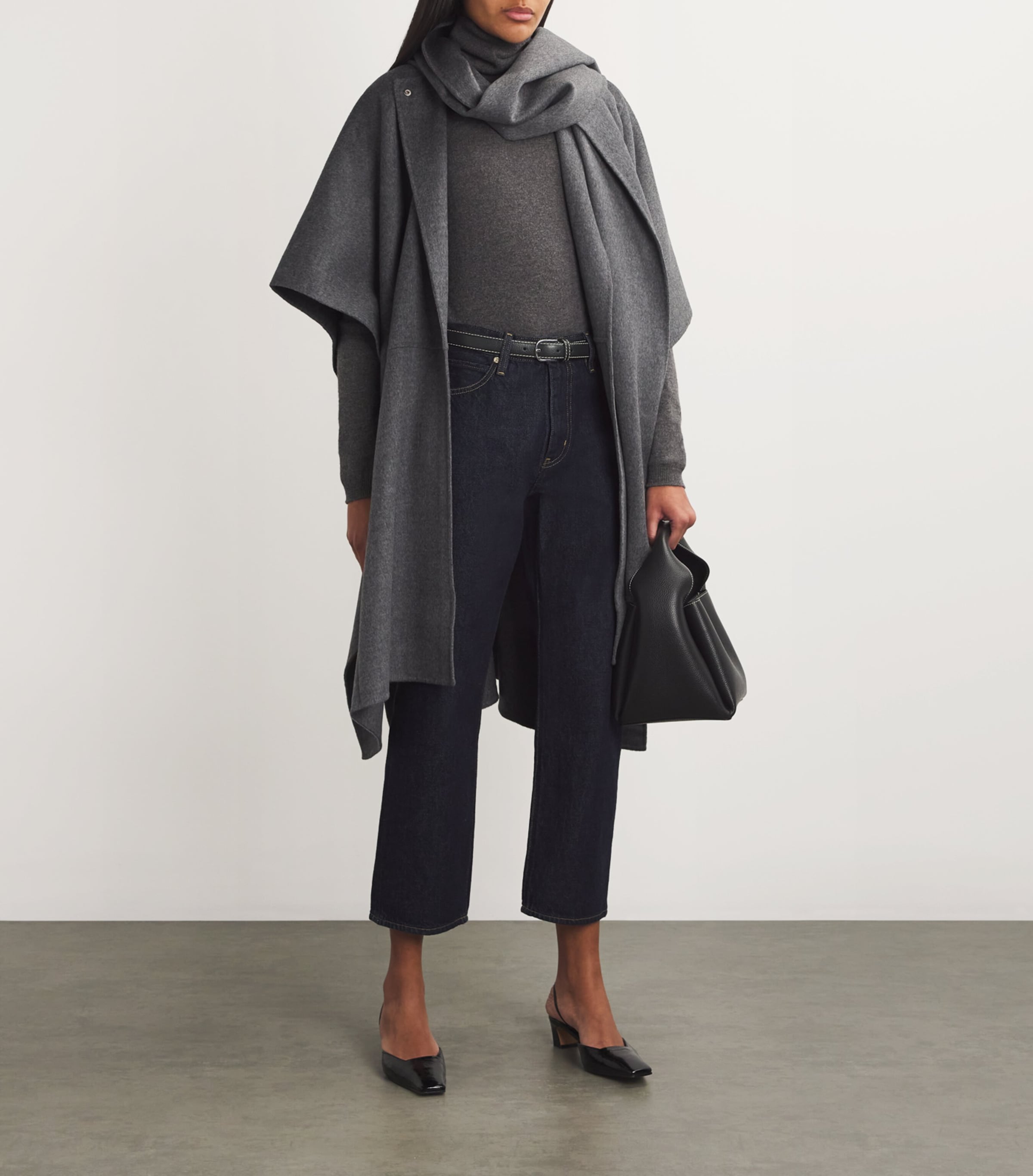 Toteme Black Leather Topstitched Belt