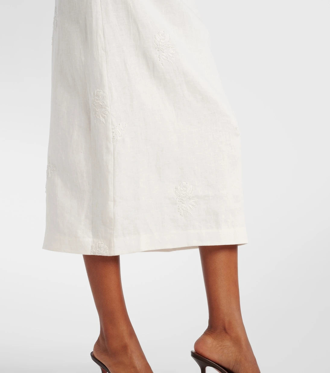 SIR - Alessandra embroidered linen midi skirt