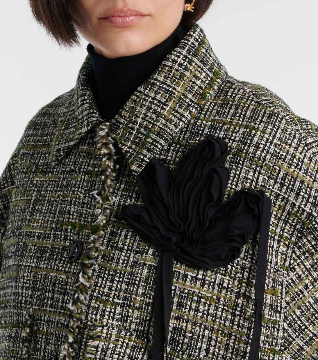 Erdem - Floral-appliqué tweed jacket