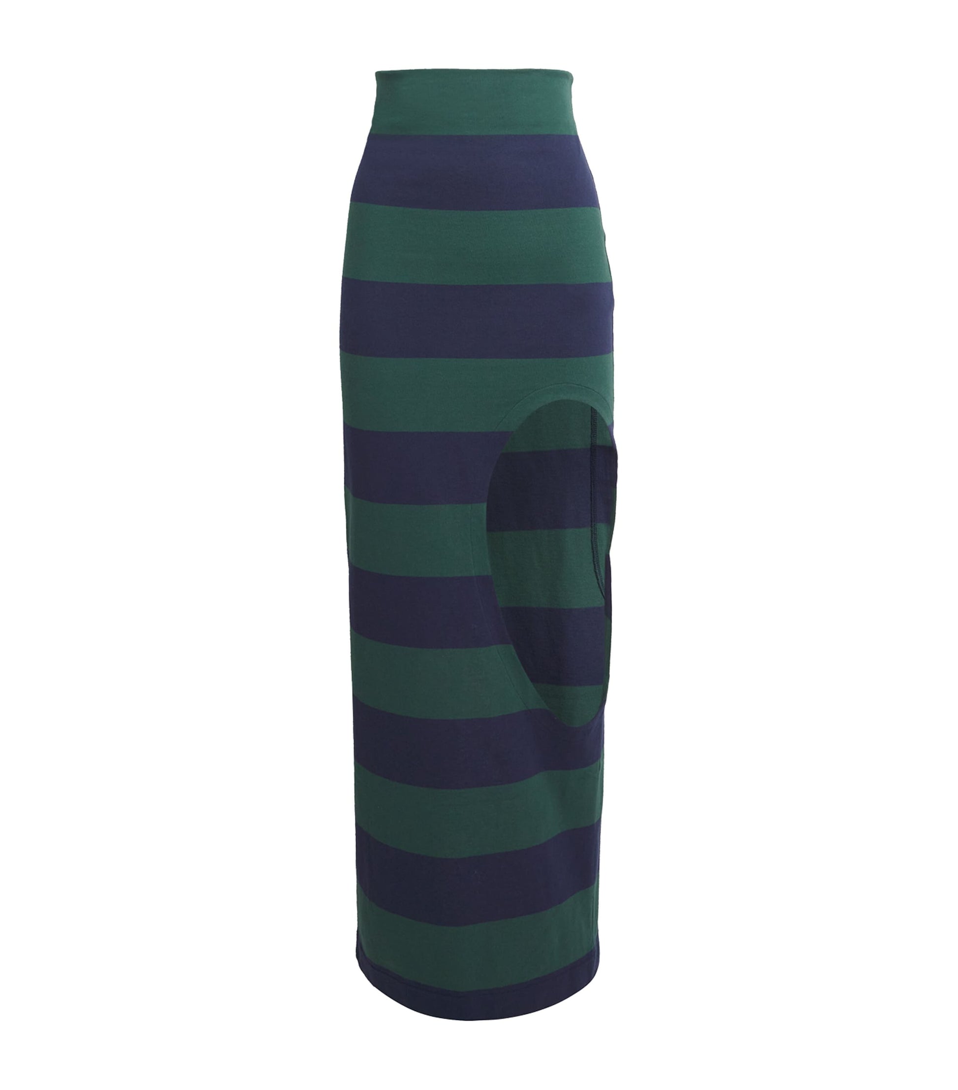 A.W.A.K.E. Mode Multi Cotton Stripe Cut-Out Maxi Skirt
