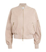 Eleventy Nude Metallic Suede Bomber Jacket