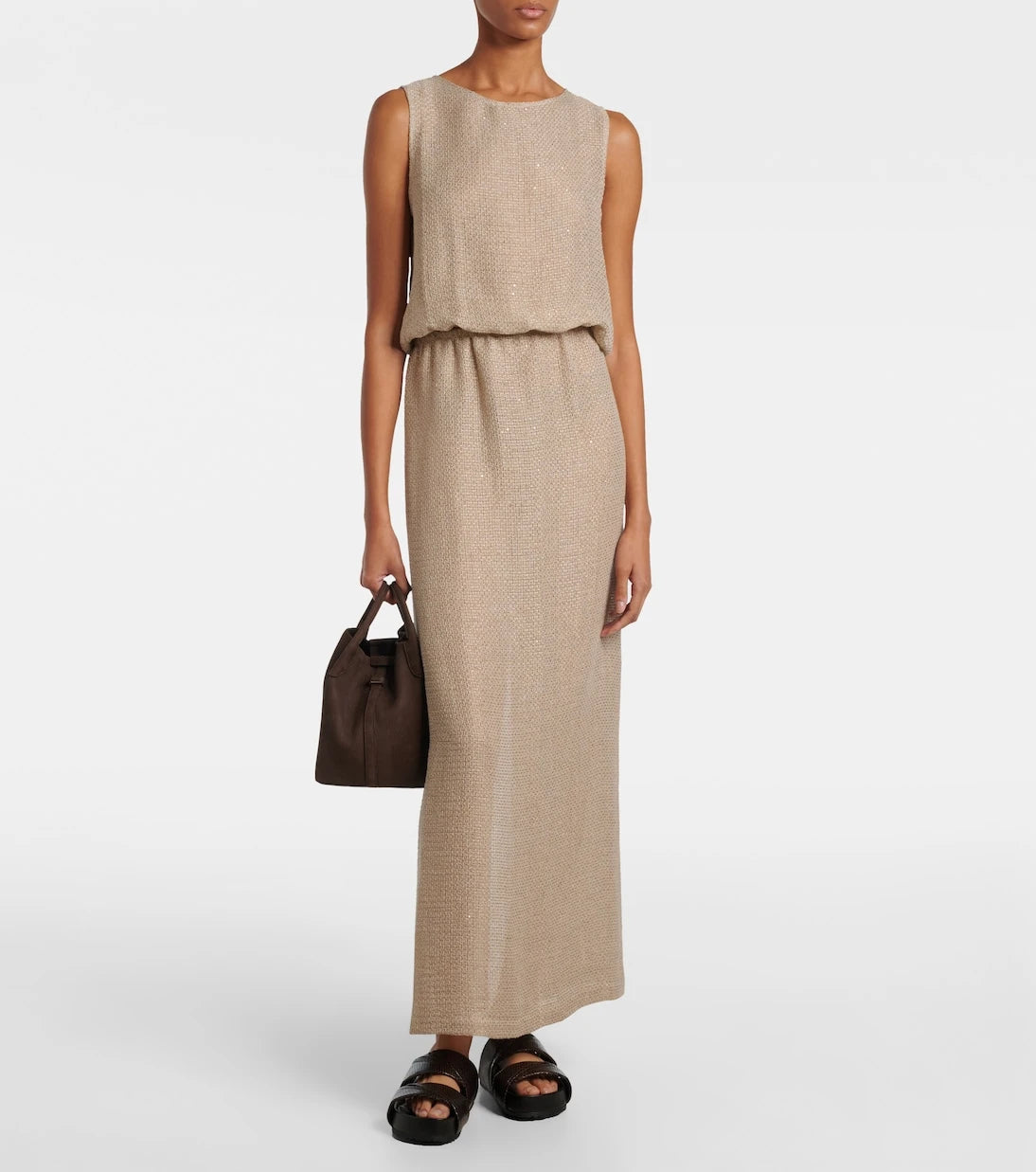 Leset - Stella sequined linen-blend maxi skirt