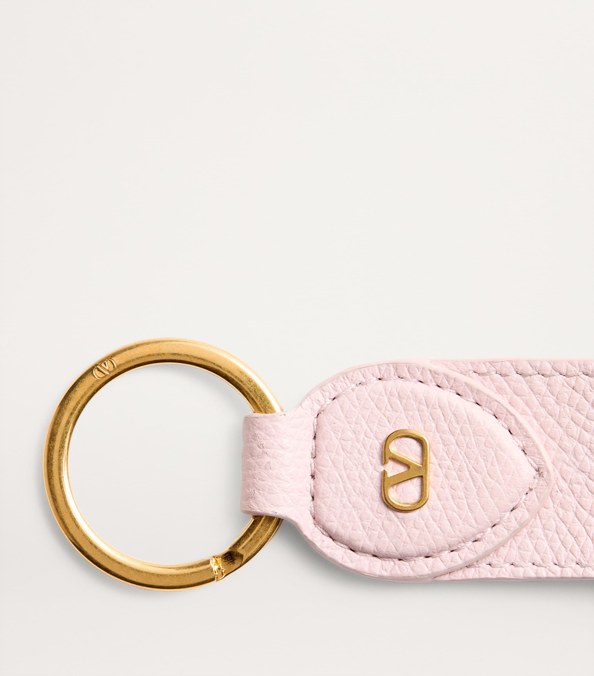 Valentino Garavani Pink Leather VLogo Keychain
