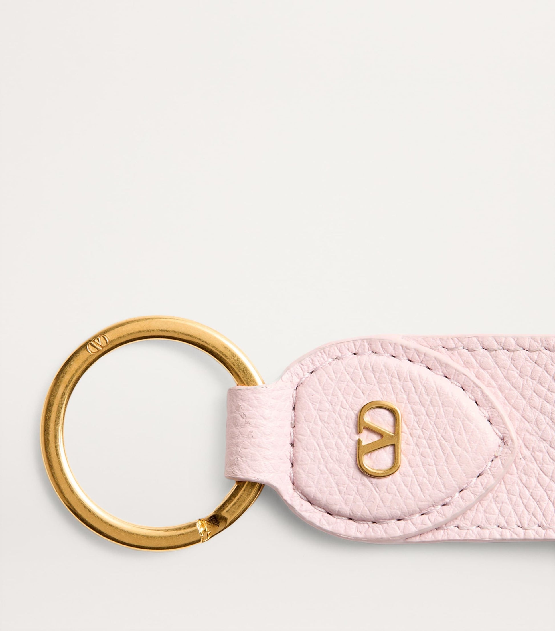 Valentino Garavani Pink Leather VLogo Keychain