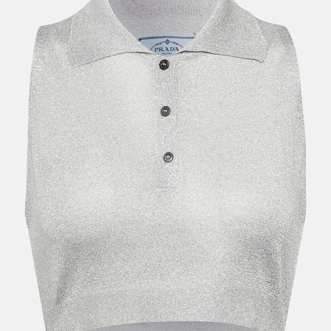 Prada - Metallic knit crop top