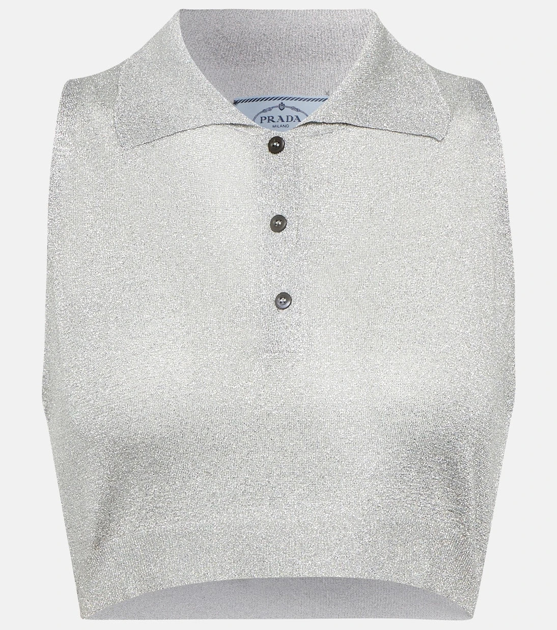 Prada - Metallic knit crop top