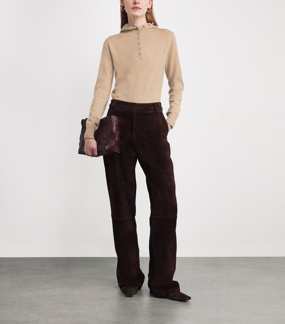 Brown Wool-Cashmere Knitted Hoodie