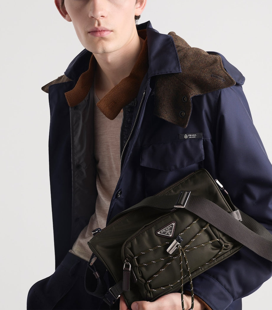 Re-Nylon and Leather Shoulder Bag