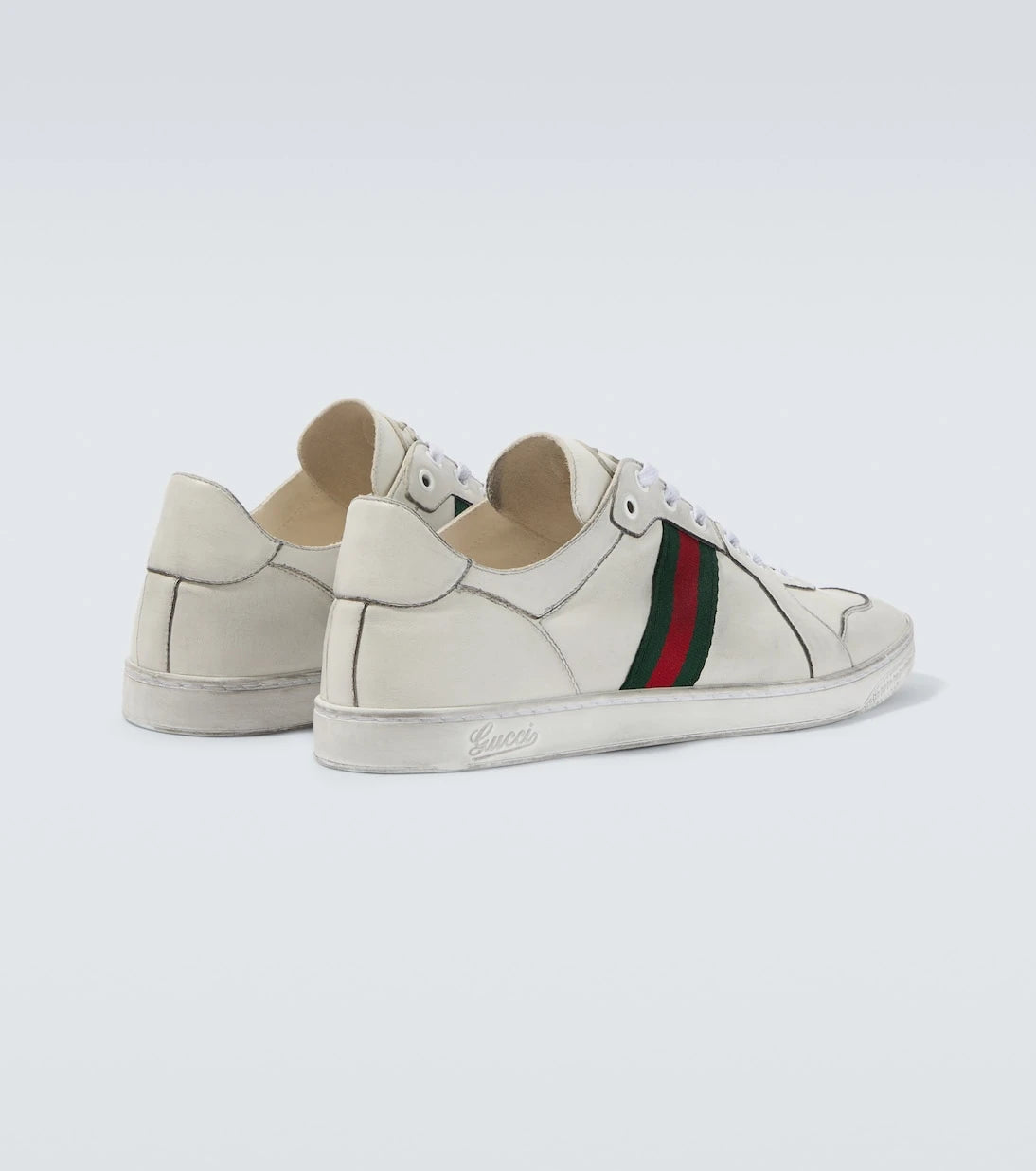 Gucci - Stretch Web Stripe leather sneakers
