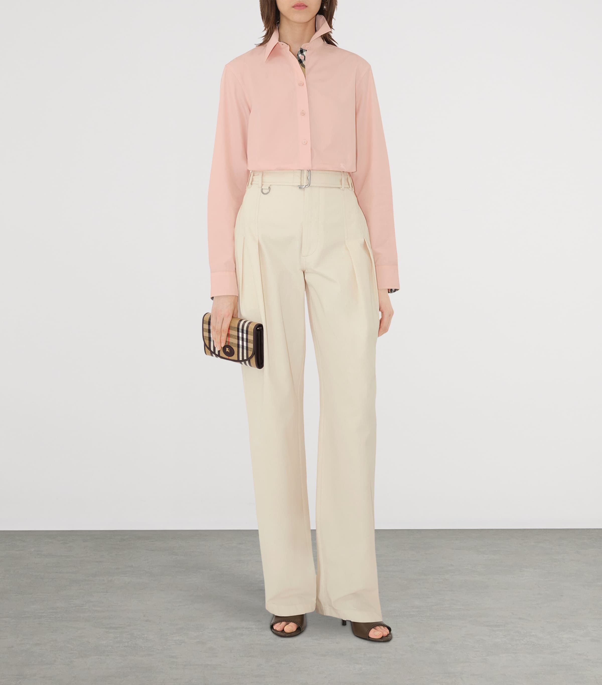 Beige Check Chain Wallet