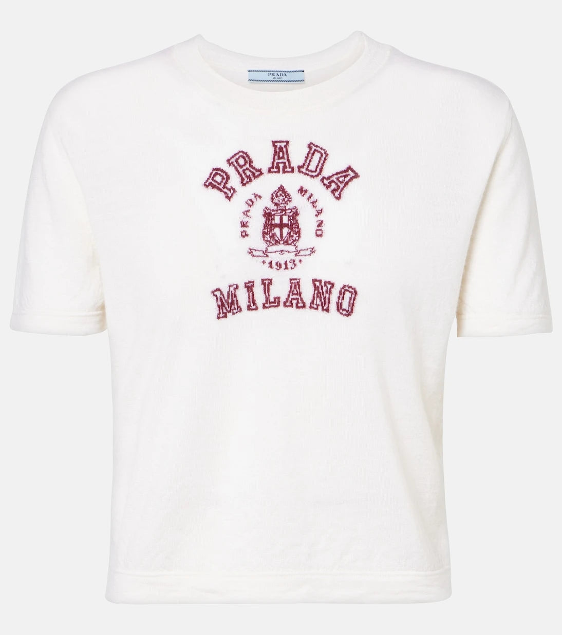 Prada - Logo cropped cashmere T-shirt