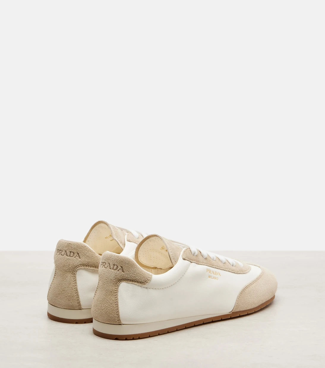 Prada - Suede-trimmed leather sneakers
