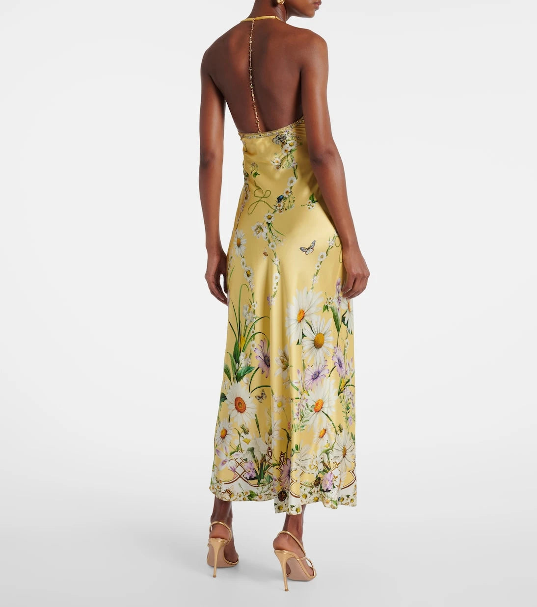 Camilla - Floral silk satin charmeuse midi dress