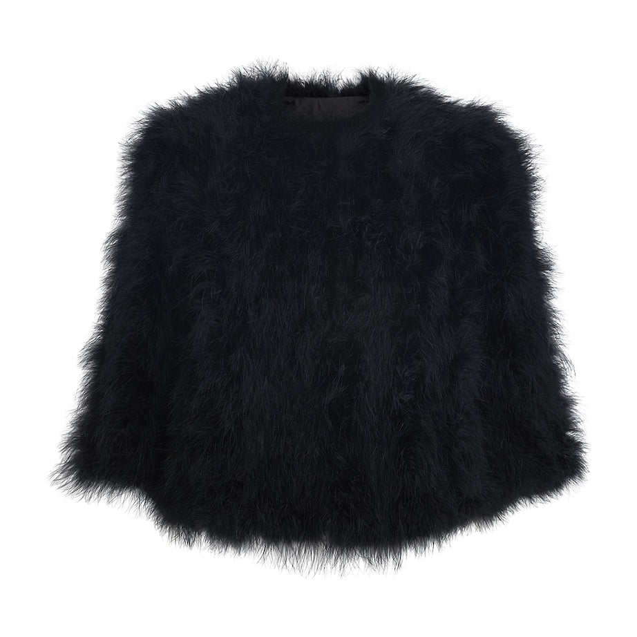 Yves Salomon Black Feather Jacket