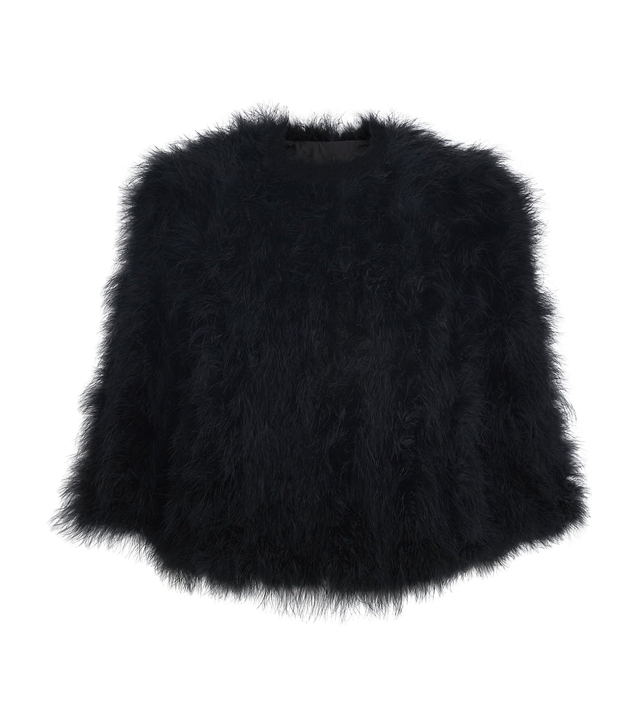 Yves Salomon Black Feather Jacket