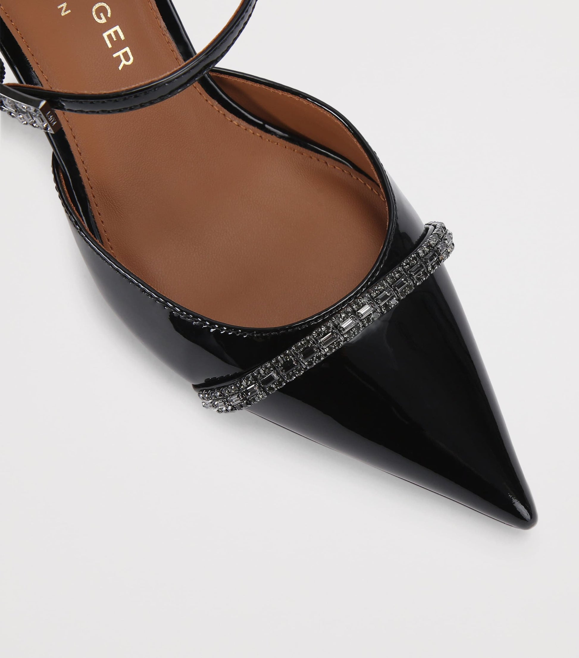 Patent Leather Embellished Strass Point Mules 90