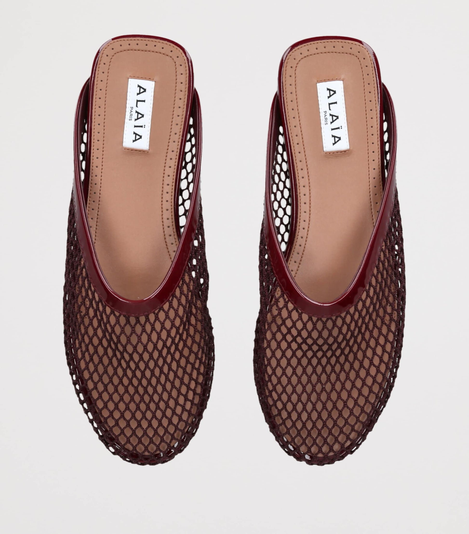 Alaïa Burgundy Fishnet Mules