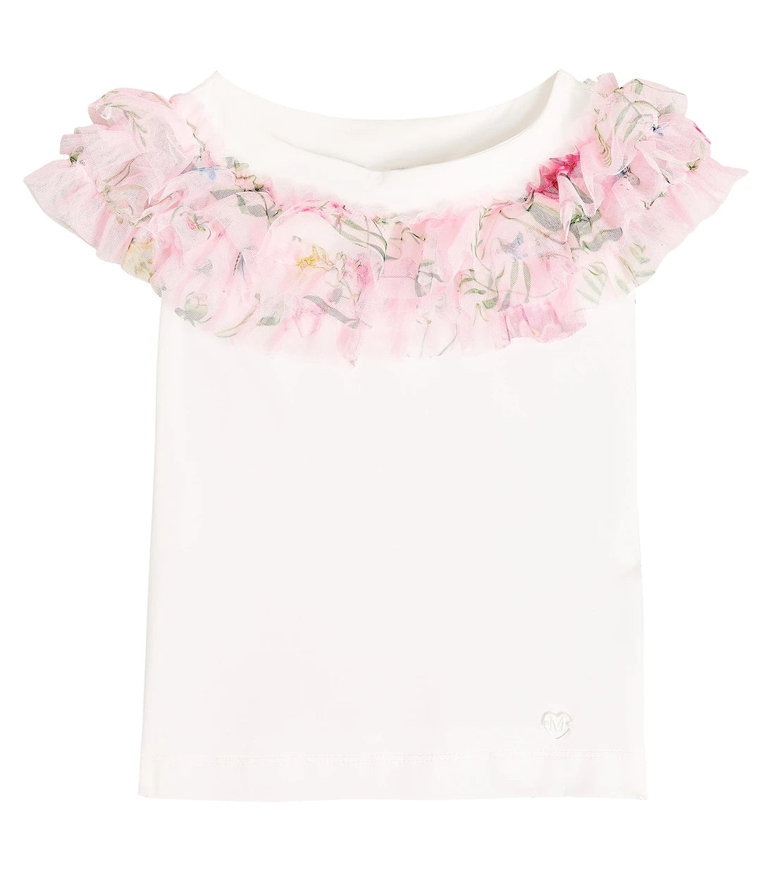 Monnalisa - Ruffled cotton blend T-shirt